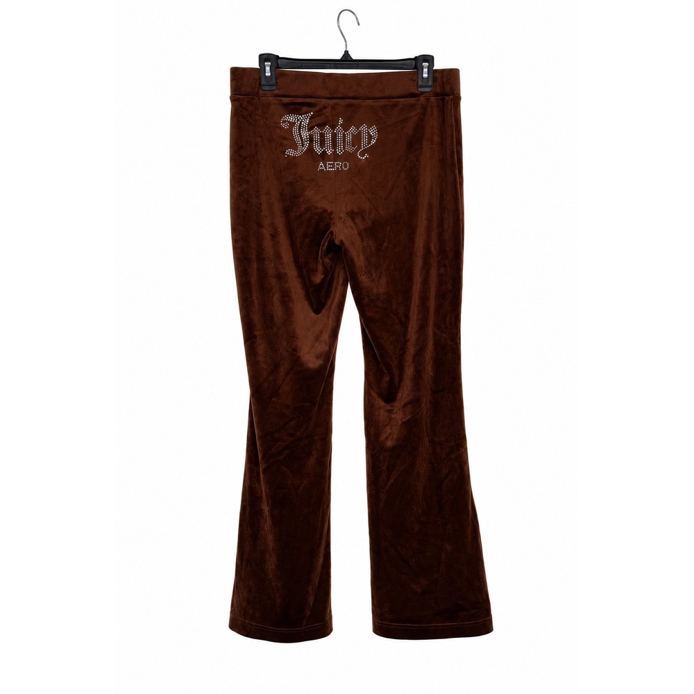 Juicy Couture Aeropostale Velour Flare Pants L Brown Rhinestone Logo NWT Y2K